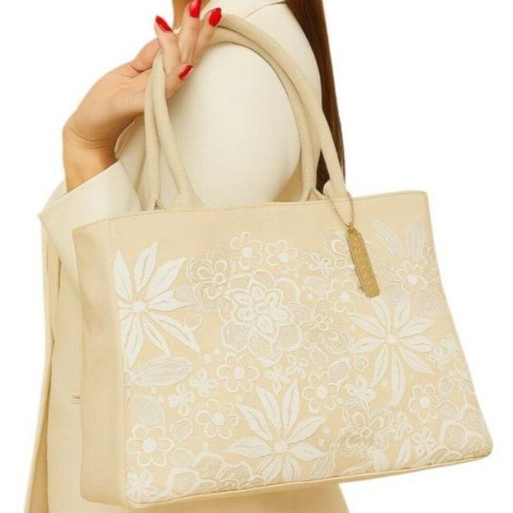 Oscar De La Renta Neiman Marcus Tote Bag Shoulder Handbag Floral Women's WOMAN'S